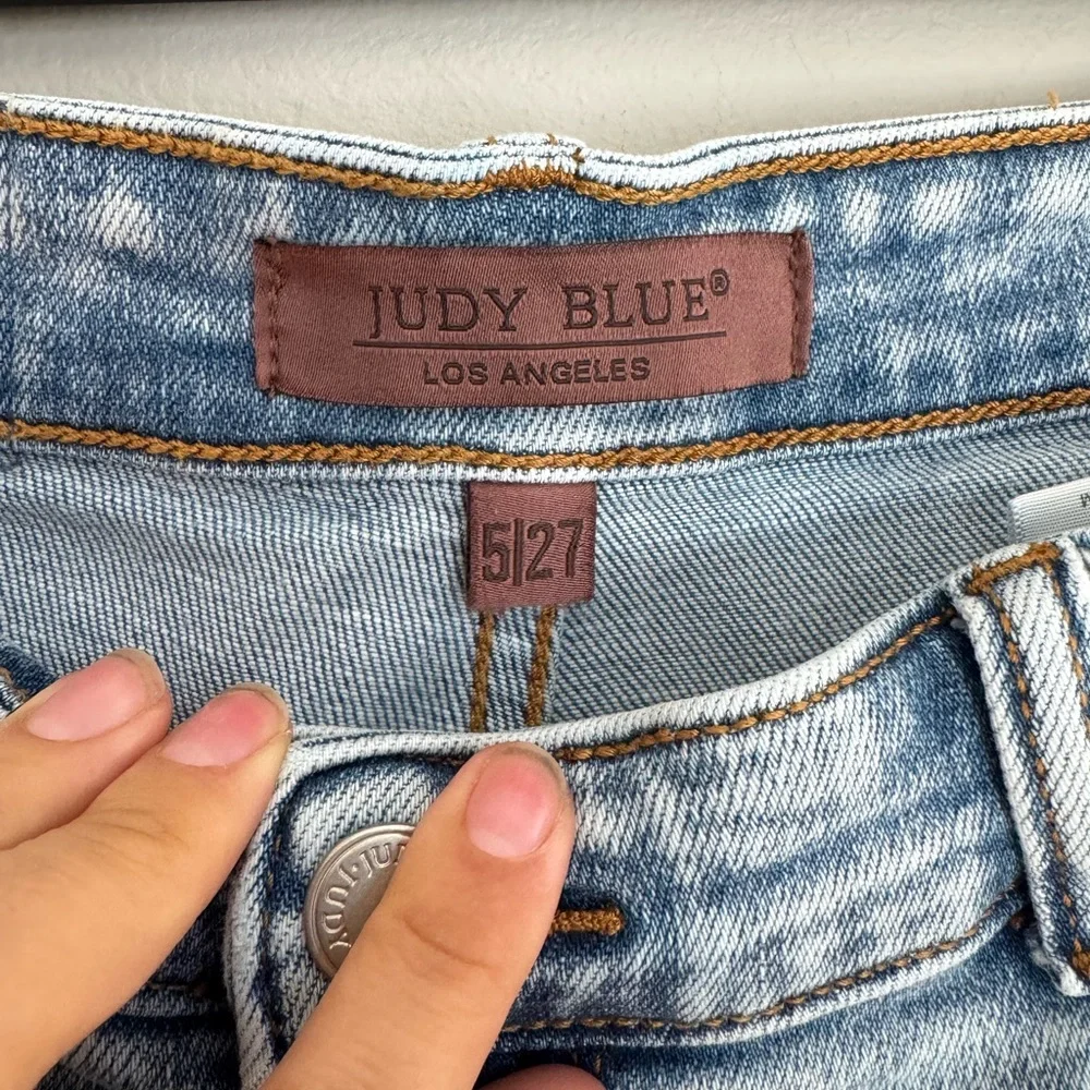 Judy Blue Retro Wide Leg Jeans 5/27 Soft Stretch High Rise Vintage Wash - Picture 3 of 7